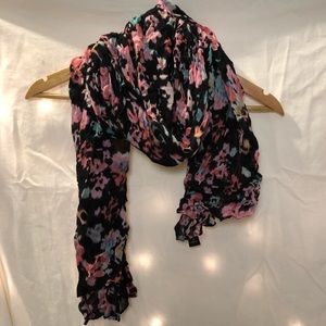 floral black-background spring scarf